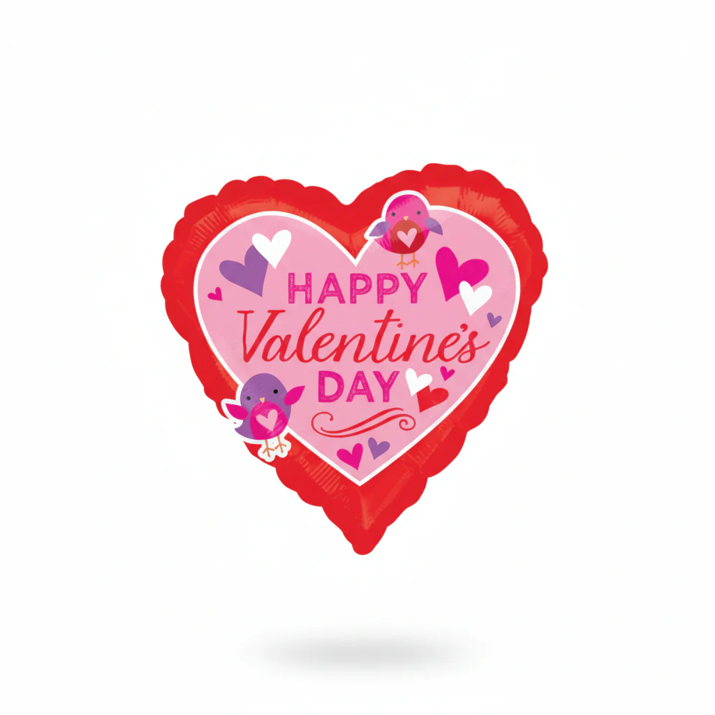18" Happy Valentine's Day Birds Balloon
