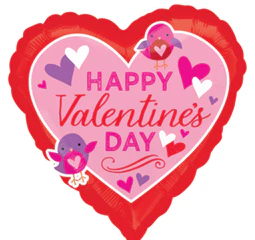 18" Happy Valentine's Day Birds Balloon - Image 2