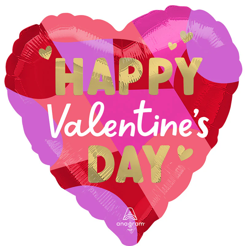 18" Happy Valentine's Day Blocking Brights Foil Balloon