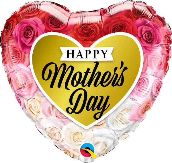 18" Heart Mother's Day Roses Gold Heart Foil Balloon