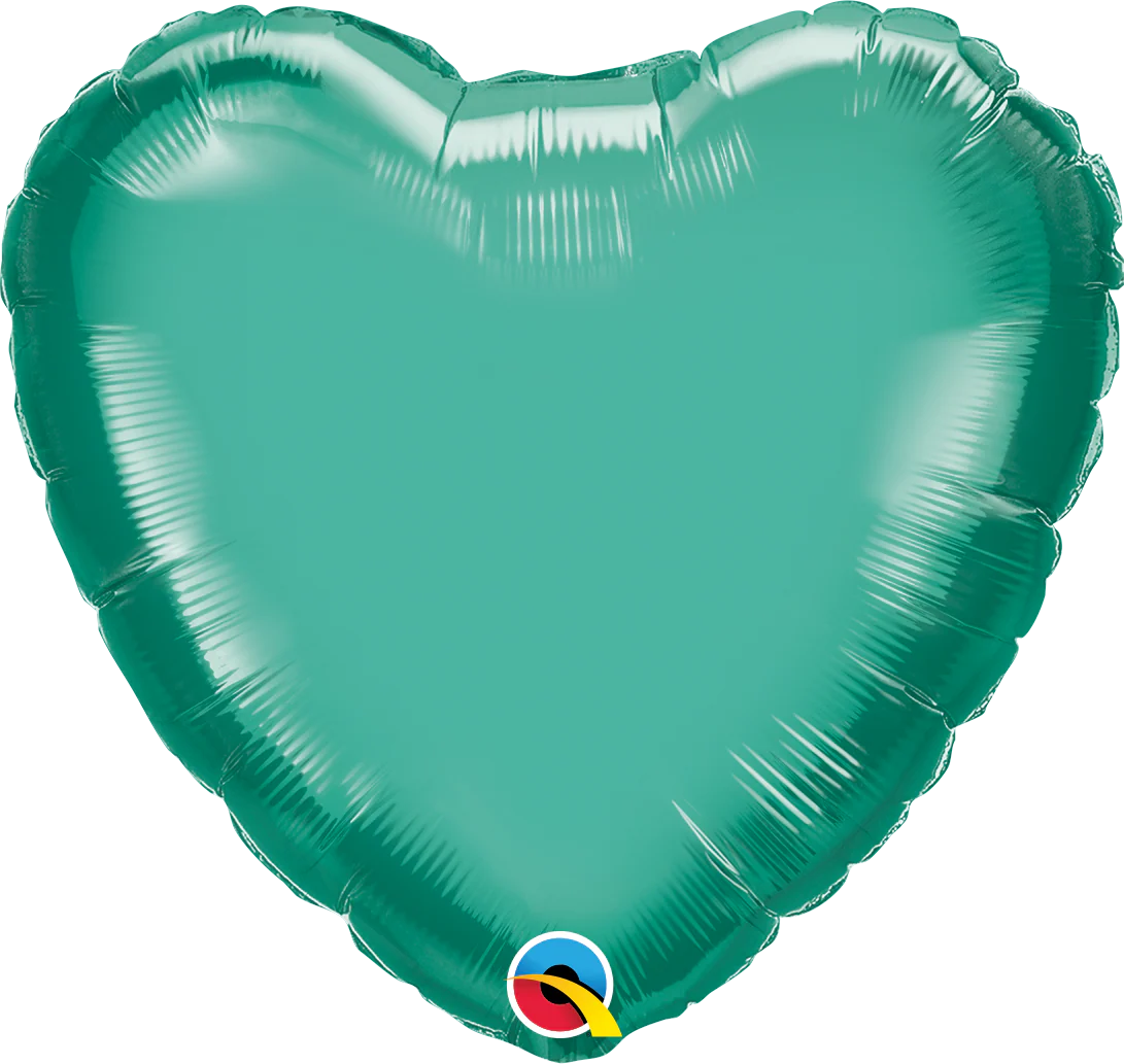 18" Heart Qualatex Chrome Green Foil Balloon