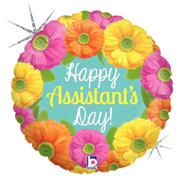 18" Holographic Balloon Bright Blossoms Assistant's Day