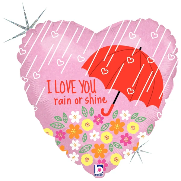 18" Holographic Balloon I Love You Rain or Shine