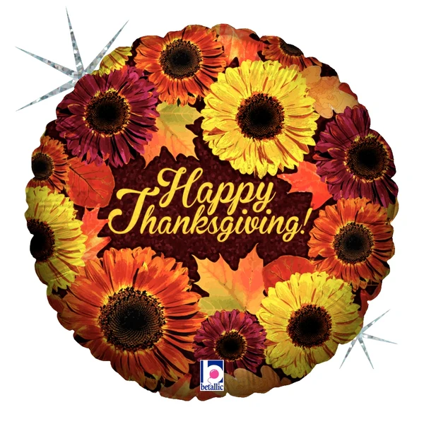 18" Holographic Balloon Thanksgiving Blooms