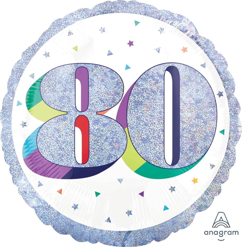 18" Holographic Jumbo Number Balloon Shape 80 Foil Balloon