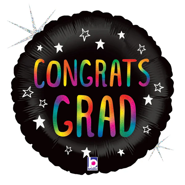 18" Holographic Rainbow Congrats Grad Foil Balloon