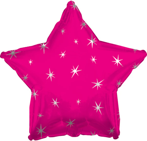 18" Hot Pink Sparkle Star Foil Balloon