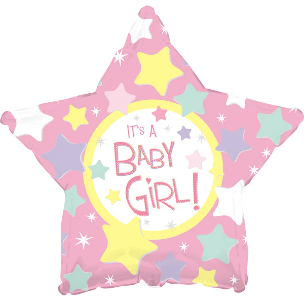 18" It's a Baby Girl Many Stars Balloon