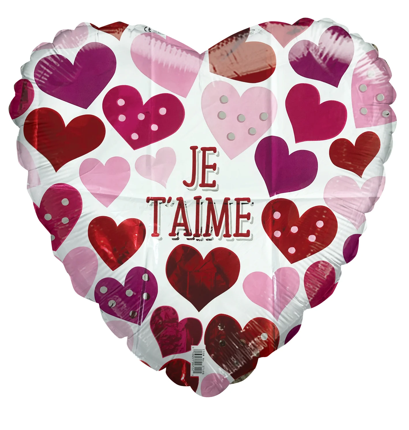 18" Je Taime Love Hearts Foil Balloon