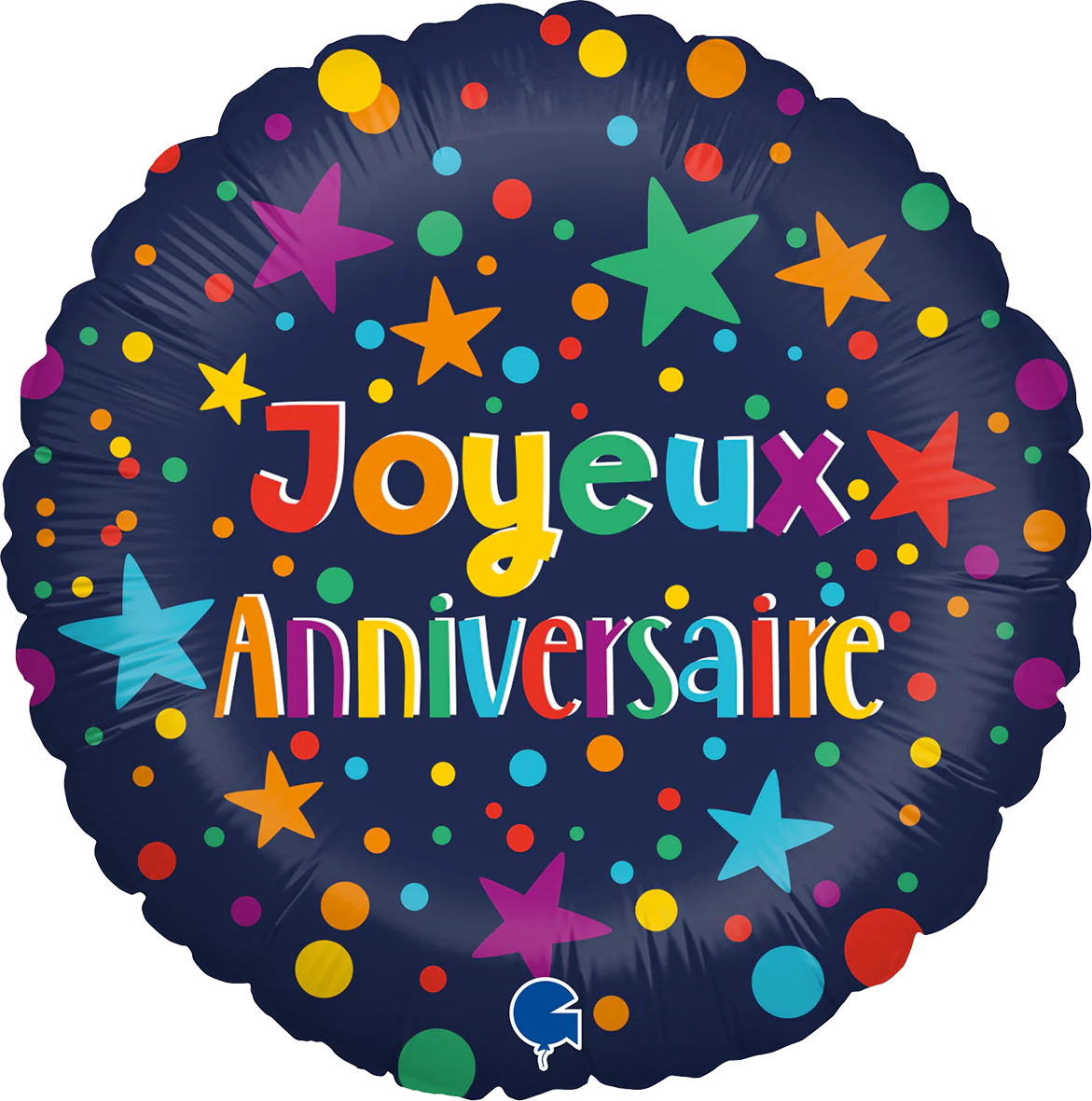 18" Joyeux Anniv Bleu Marine (French) Foil Balloon