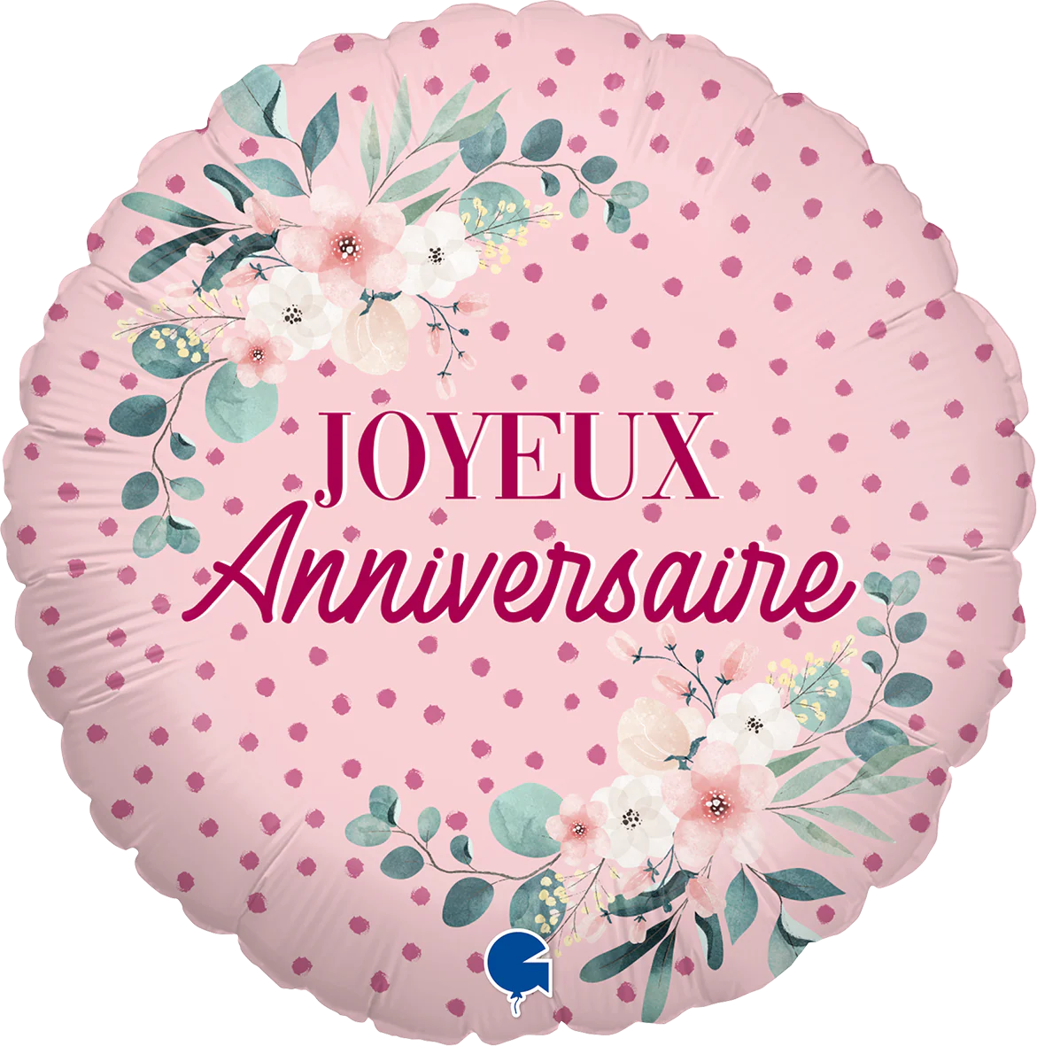 18" Joyeux Anniv Fleurs (French) Foil Balloon