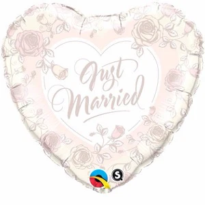 18" Just Married Roses Mylar Balloon