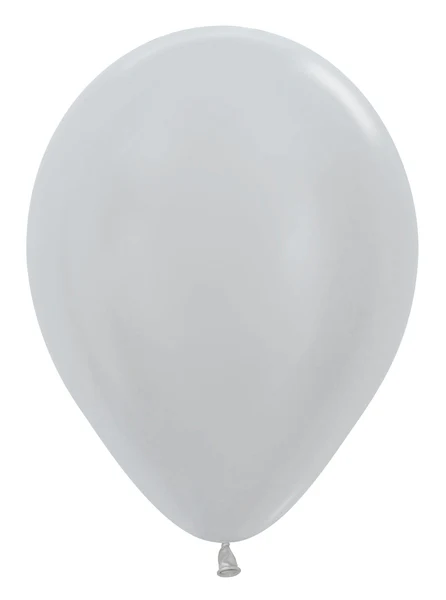18" Latex Balloons (25 Per Bag) Metallic/Pearl Silver Sempertex/Betallatex