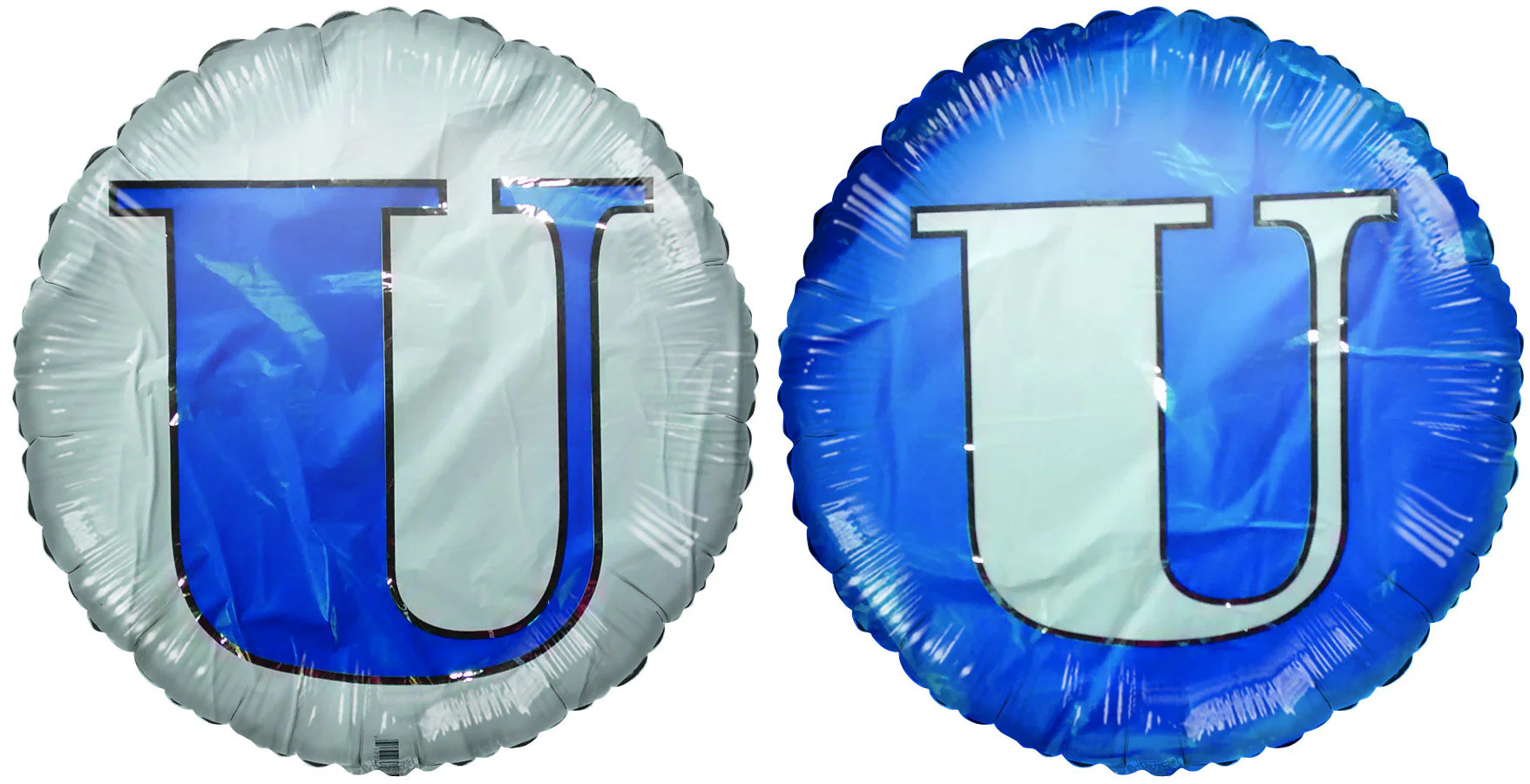 18" Letter U Navy Blue & White Round Mylar Balloon