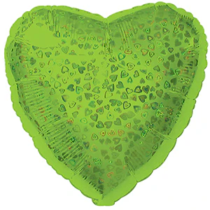 18" Lime Heart Pattern Dazzleloon Balloon