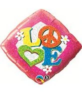 18" Love Peace Sign Mylar Balloon - Image 2