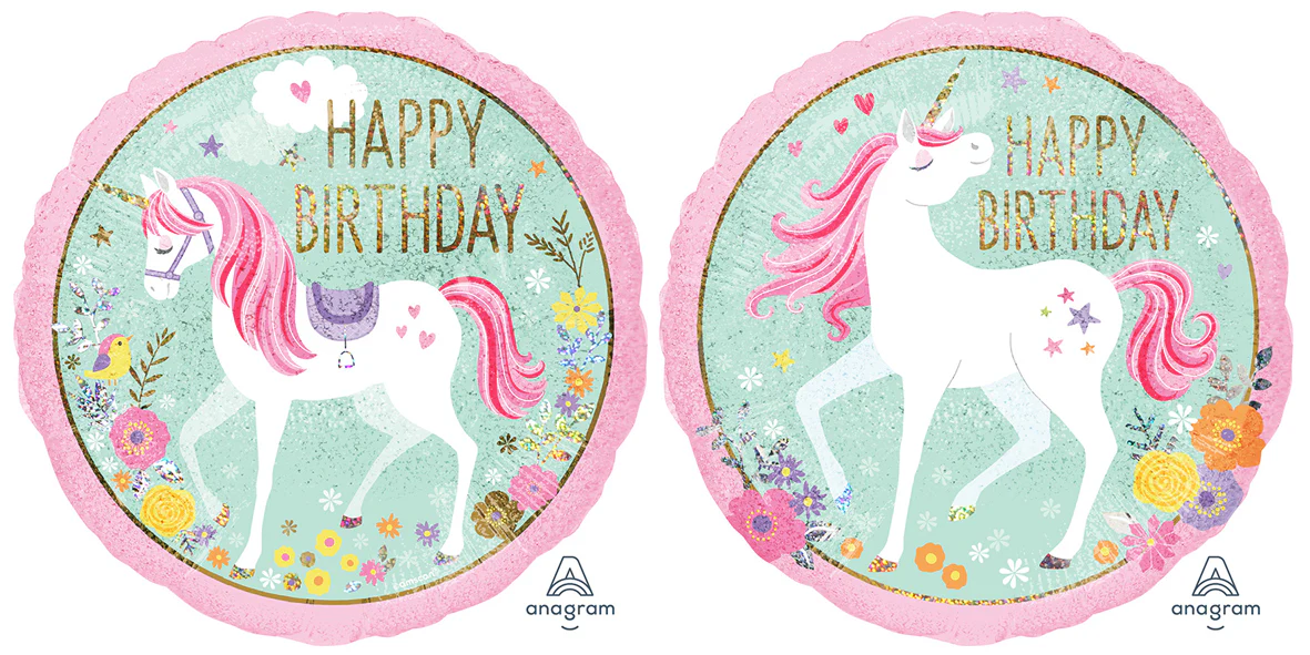 18" Magical Unicorn Happy Birthday Foil Balloon