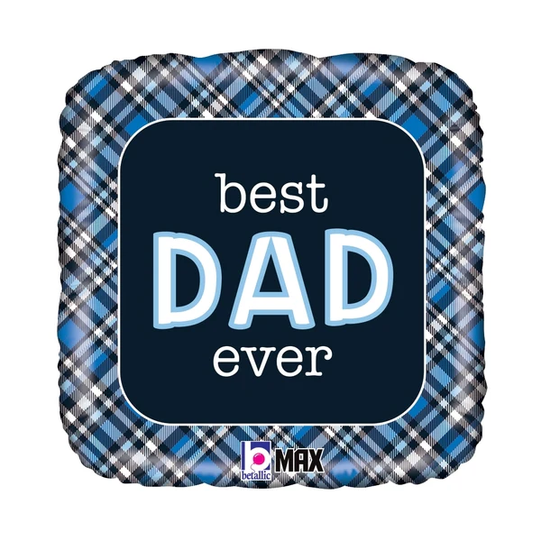 18" Max Float Best Dad Ever Plaid Foil Balloon