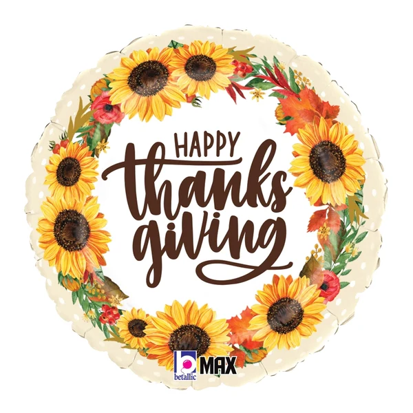 18" MAX Float Watercolor Sunflower Thanksgiving Foil Balloon