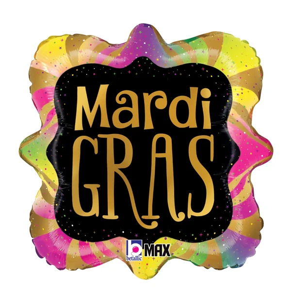 18" Max Ornate Square Mardi Gras Good Times Foil Balloon