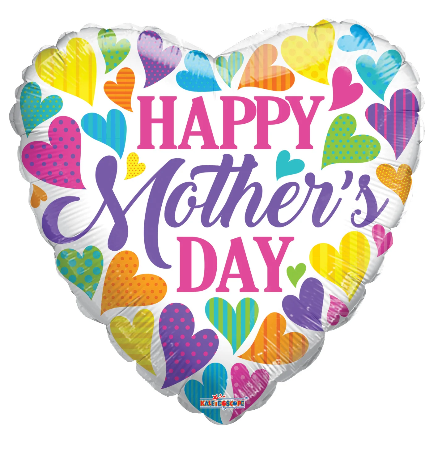 18" Mother's Day Multicolored Hearts Balloon