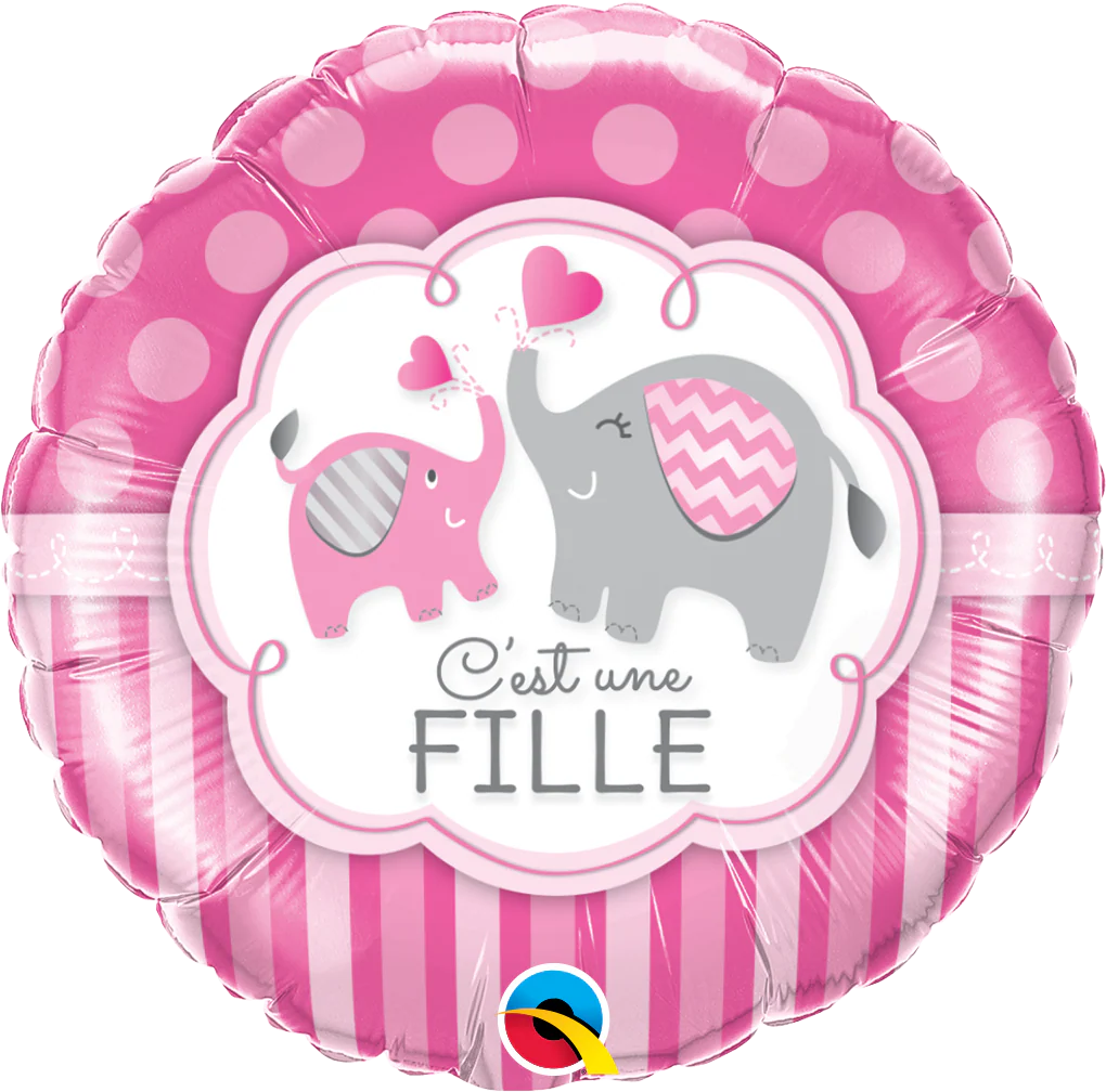 18" Packaged C'Est Une Fille Elephants Balloon