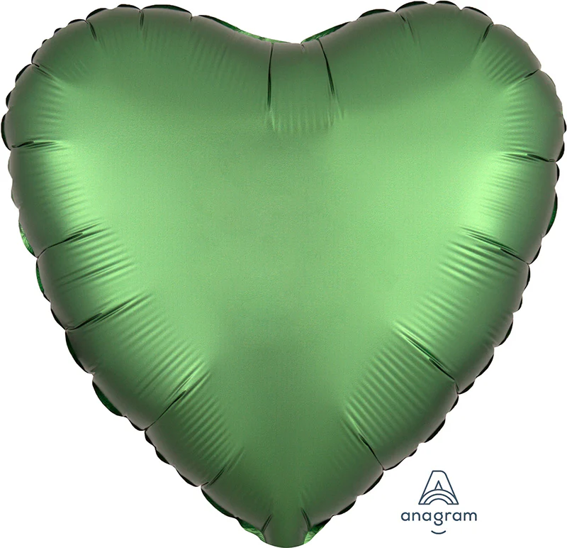 18" Packaged Satin Luxe Emerald Heart Foil Balloon