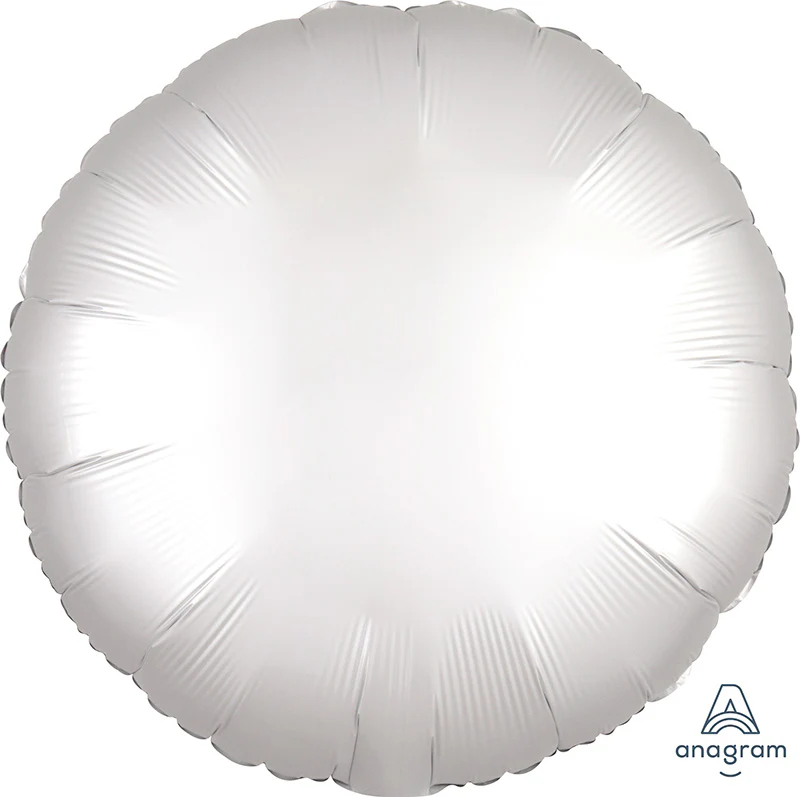 18" Packaged Satin Luxe White Satin Circle Foil Balloon