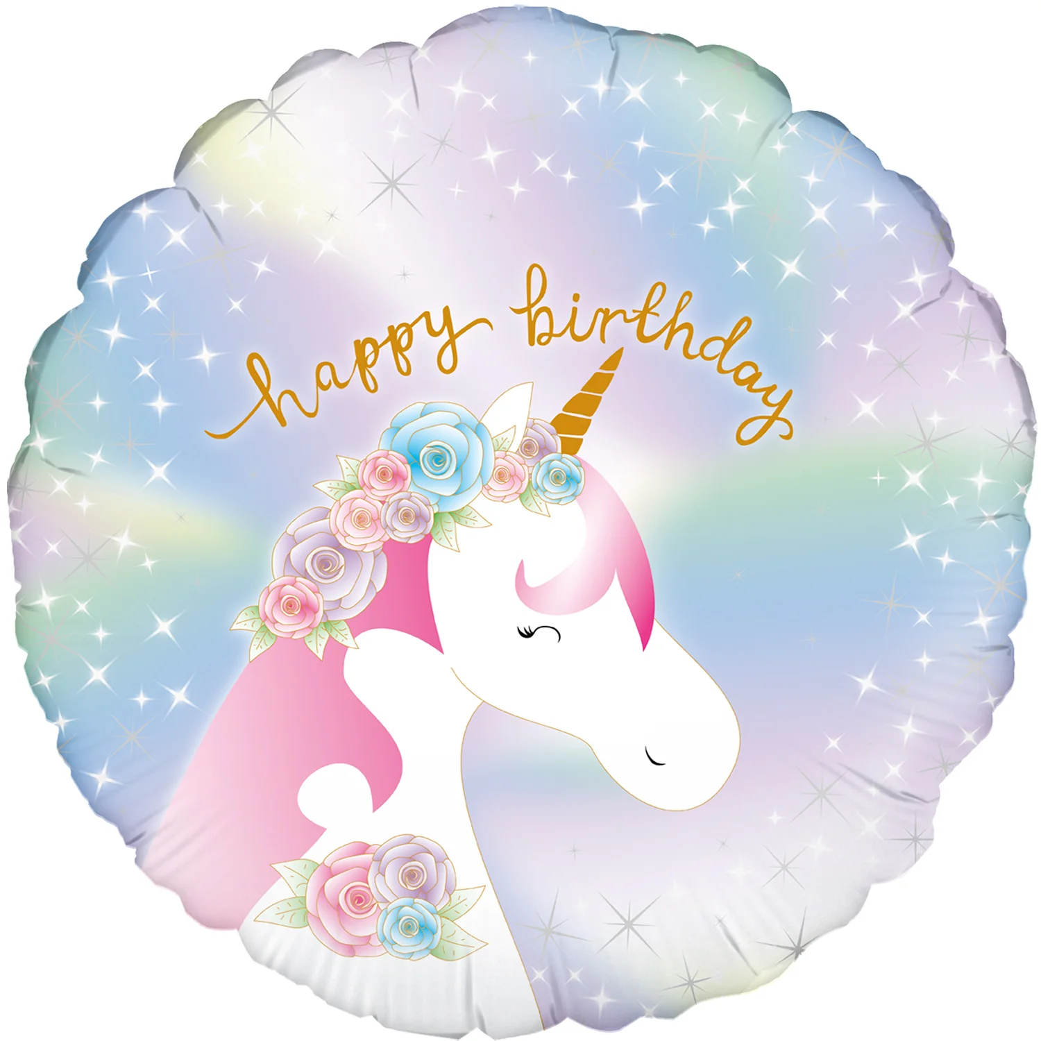 18" Pastel Unicorn Birthday Holographic Oaktree Foil Balloon