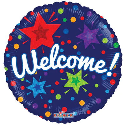 18" Prismatic Stars Welcome! Balloon