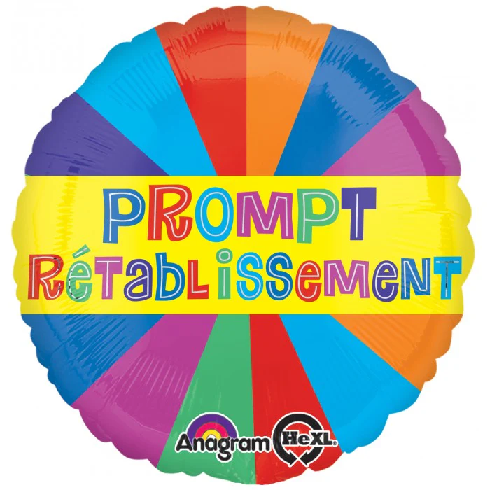 18" Prompt Retablissement Balloon Packaged