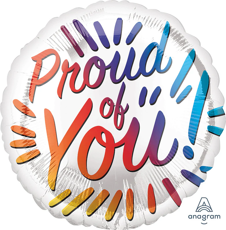 18" Proud of You Rainbow Letters Foil Balloon