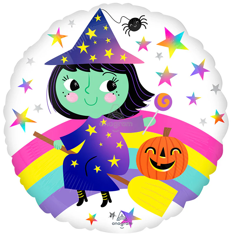 18" Rainbow Witch Foil Balloon