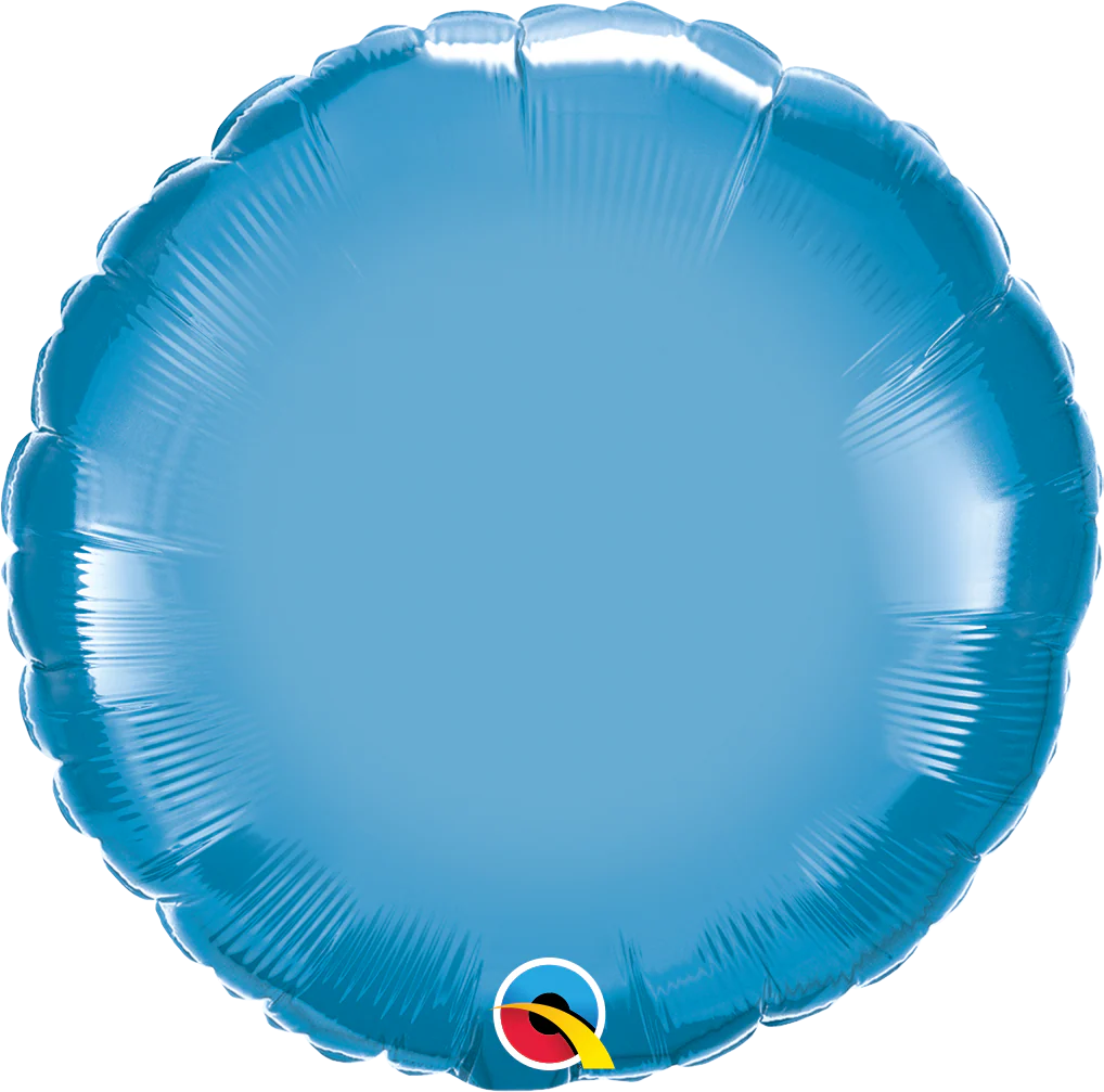 18" Round Qualatex Chrome Blue Foil Balloon
