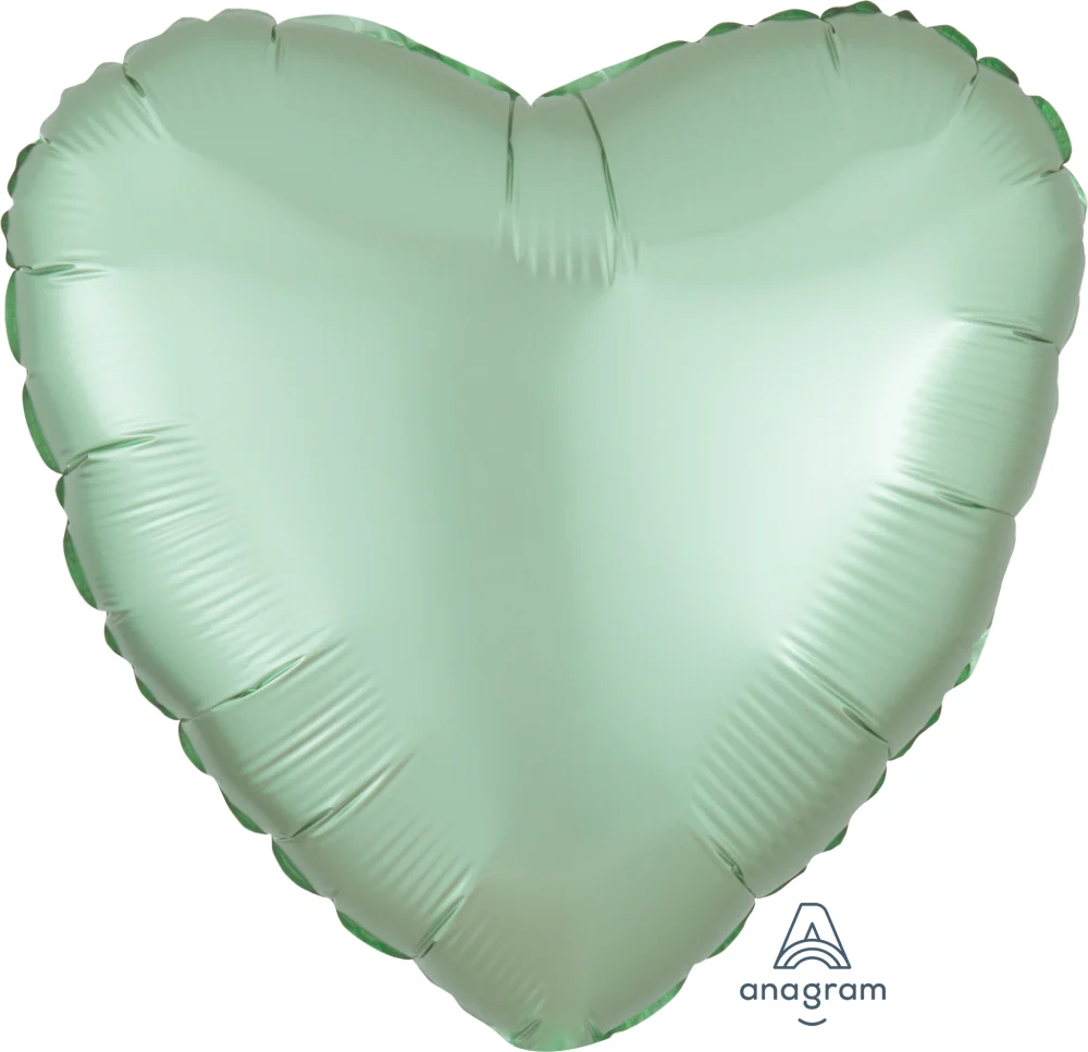 18" Satin Luxe Heart Mint Green Foil Balloon