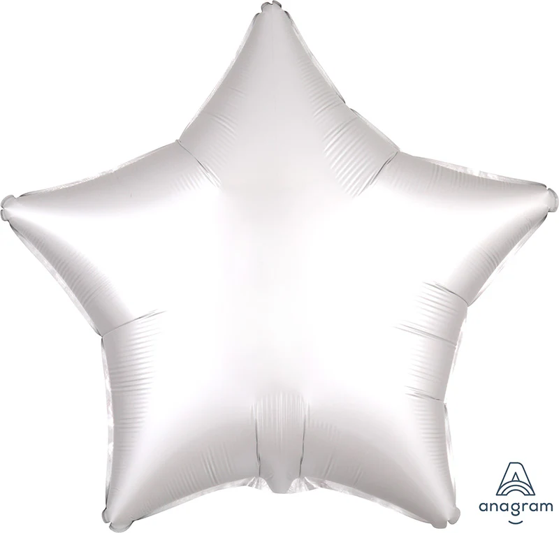 18" Satin Luxe White Satin Star Foil Balloon