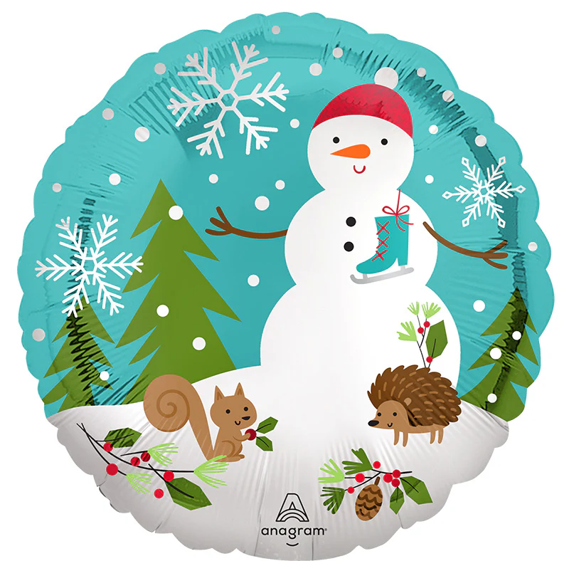 18" Satin Woodland Snowman Foil Balloon