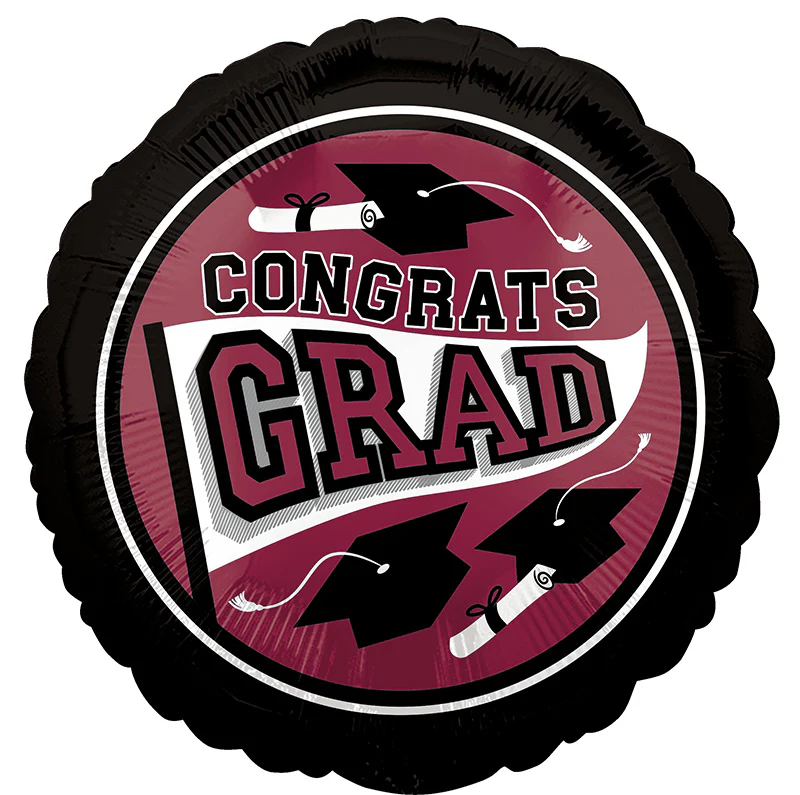 18" School Colors Be True to Your School Grad - Berry Foil Balloon