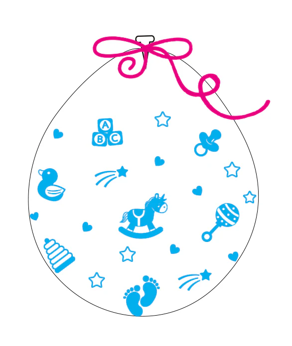 18" Stuffing Printed Latex Balloons (25 Per Bag) Decomex Clear BABY TOYS with BABY BLUE INK