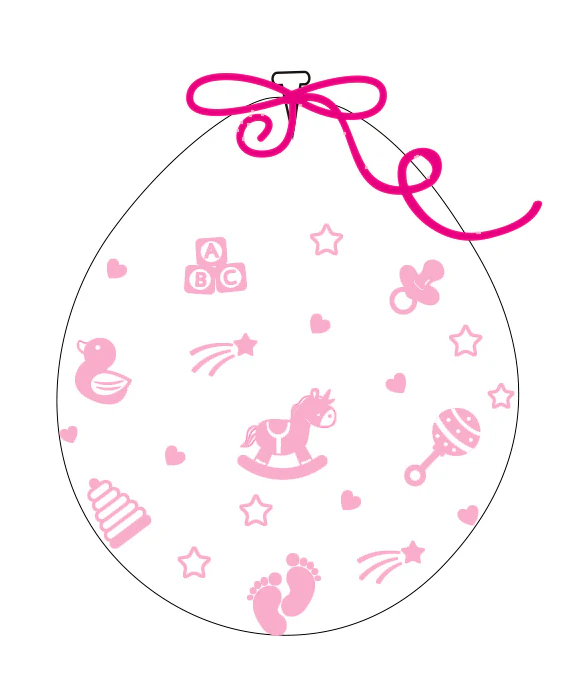 18" Stuffing Printed Latex Balloons (25 Per Bag) Decomex Clear BABY TOYS with BABY PINK INK