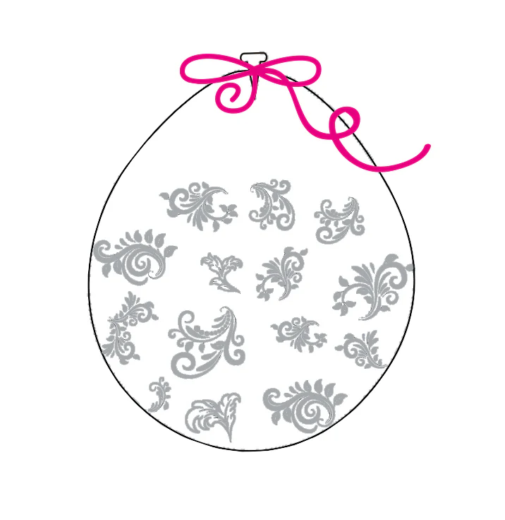 18" Stuffing Printed Latex Balloons (25 Per Bag) Decomex Clear FILIGREE with SILVER INK