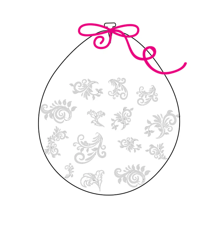 18" Stuffing Printed Latex Balloons (25 Per Bag) Decomex Clear FILIGREE with WHITE INK