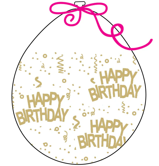 18" Stuffing Printed Latex Balloons (25 Per Bag) Decomex Clear HAPPY BIRTHDAY with GOLD INK