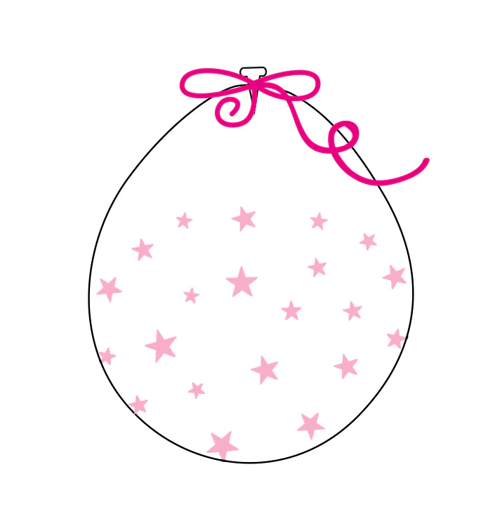 18" Stuffing Printed Latex Balloons (25 Per Bag) Decomex Clear SMALL STAR Pink INK