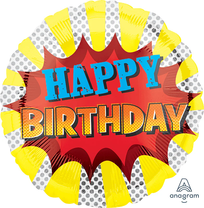 18" Super Hero Birthday Foil Balloon