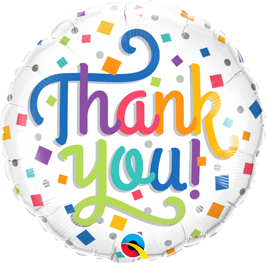 18" Thank You Colorful Confetti Foil Balloon