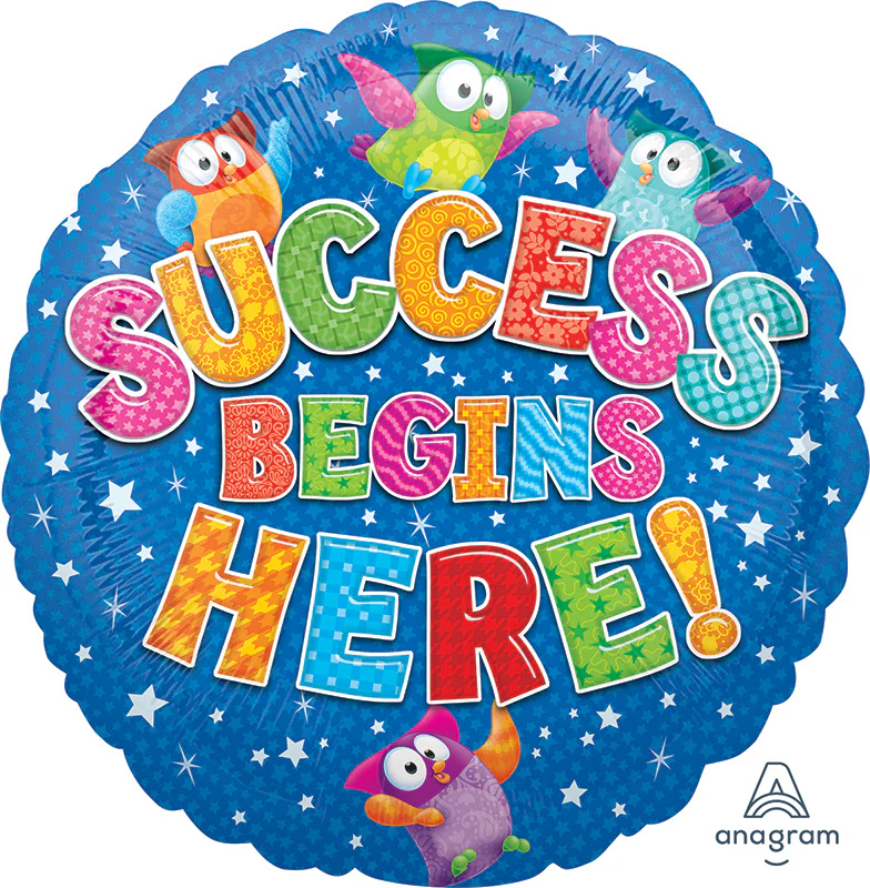 18" Trend Success Begins Here Foil Balloon