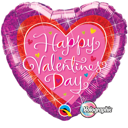 18" Valentine's Dazzling Hearts Holographic Foil Balloon