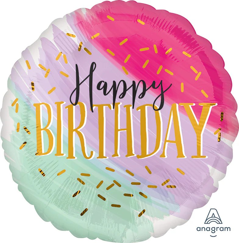 18" Water Color Birthday Foil Balloon