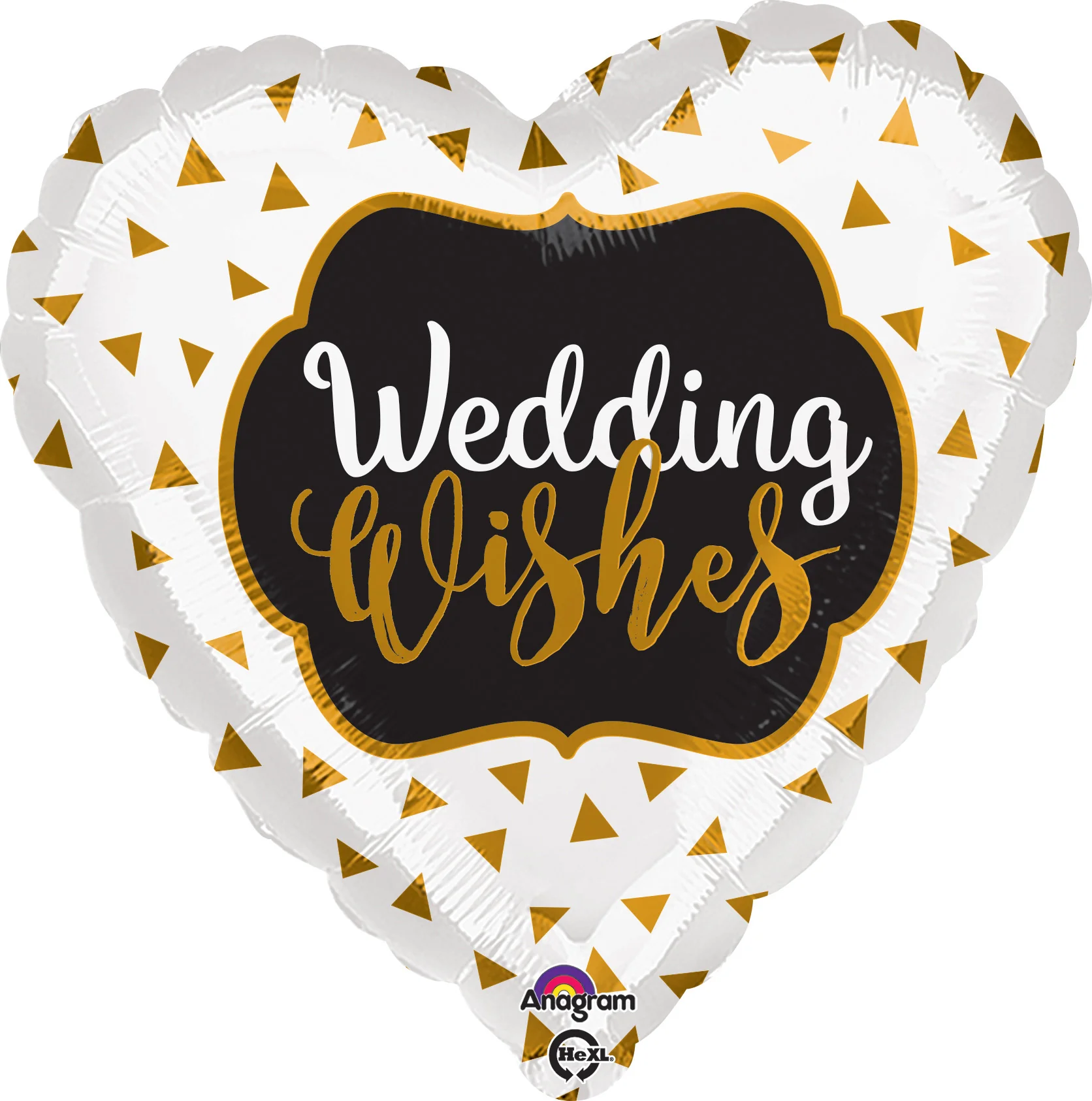 18" Wedding Wishes Gold Balloon